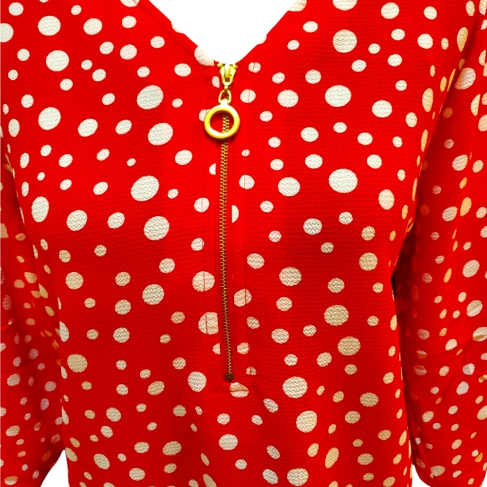 Red and white Polka Dot Blouse - Picture 2 of 2